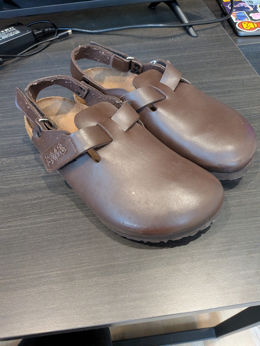 Birkenstock Brown Leather Clog with Adjustable Sling